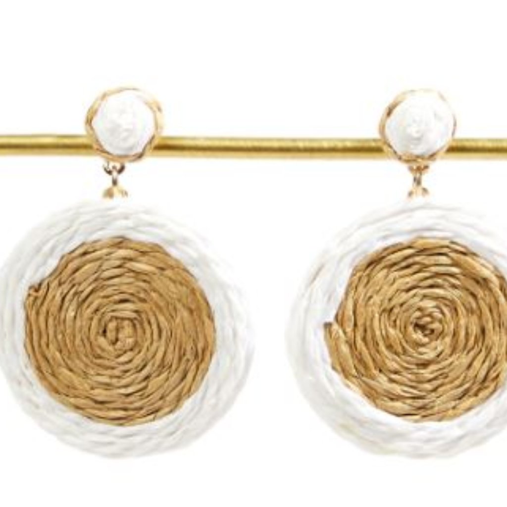 Raffia Double Circle Dangle Earrings 15$